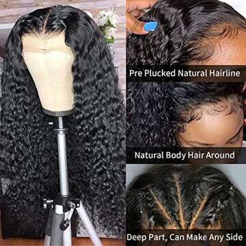 Siyun Show 30 Inch Deep Wave Lace Front Wigs Human Hair 13x4 HD Lace Frontal Wigs Human Hair Pre Plu...