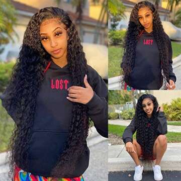 Siyun Show 30 Inch Deep Wave Lace Front Wigs Human Hair 13x4 HD Lace Frontal Wigs Human Hair Pre Plucked Curly Lace Front Wig Human Hair Wig Deep Wave Curly Wigs Brazilian Hair 150% Density