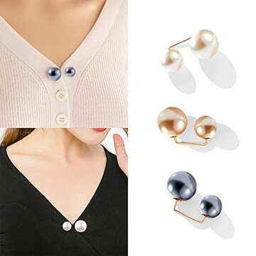 Pearl Brooch Pin Tops Neckline Safety Pin