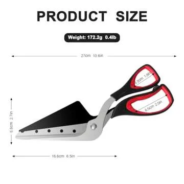 Frepxzlk Pizza Scissors with Shovel, Pizza Cutter Scissors, Food-Grade Sharp Stainless Steel Blade and Soft Grip Handle, Black/Grey