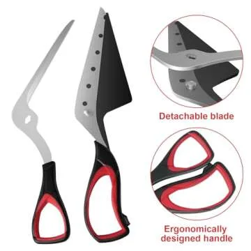 Frepxzlk Pizza Scissors with Shovel, Pizza Cutter Scissors, Food-Grade Sharp Stainless Steel Blade and Soft Grip Handle, Black/Grey