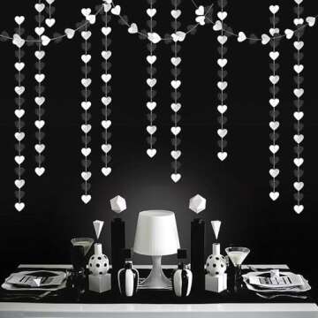 Elegant Black White-Silver Heart Garland for All Occasions
