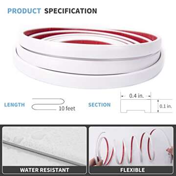 Art3d 10 Ft Peel and Stick Flexible Vinyl Molding Trim for Wall Tile Edges, Kitchen backsplash, Mirr...