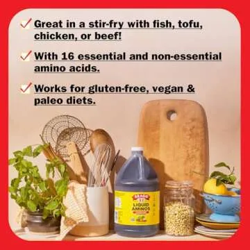Bragg Liquid Aminos All Purpose Seasoning – Soy Sauce Alternative – Gluten Free, No GMO’s, Kosher Certified, 16 ounce