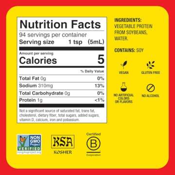 Bragg Liquid Aminos All Purpose Seasoning – Soy Sauce Alternative – Gluten Free, No GMO’s, Kosher Certified, 16 ounce