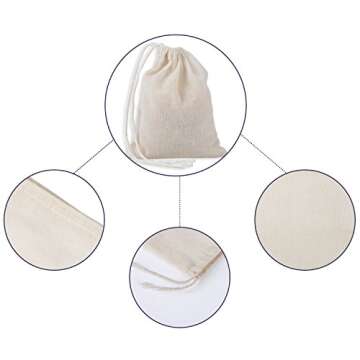 Pangda 100 Cotton Drawstring Bags for Crafts & Gifts