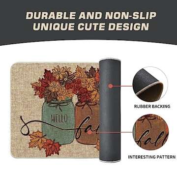 Artoid Mode Vase Floral Maple Leaves Hello Fall Doormat, Autumn Home Decor Low-Profile Switch Rug Door Mat Floor Mat for Indoor Outdoor 17x29 Inch