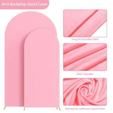 Putros Wedding Arch Cover Set of 2 Pink Spandex Fitted Arch Cover for Round Top Chiara Backdrop Stand Covers for Wedding Birthday Party Decoration 7.2FT, 6FT