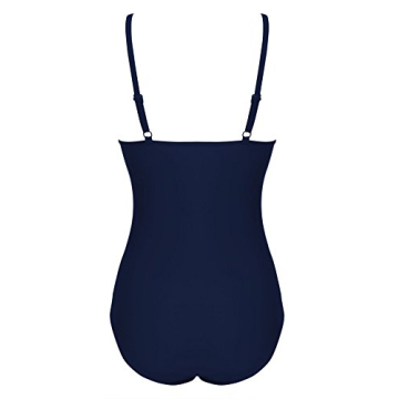 Ekouaer Sexy Swimsuits Lady Push Up 1 Pc Bathing Suits With Ruffles Beach Wear, Navy Blue, Large