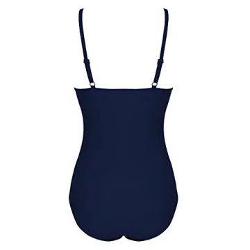Ekouaer Sexy Swimsuits Lady Push Up 1 Pc Bathing Suits With Ruffles Beach Wear, Navy Blue, Large