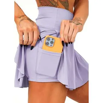 Navneet High Waisted Women's Skirt, Purple, Mini, Athletic, Pleated, Tennis, Golf, with Pockets, Size S