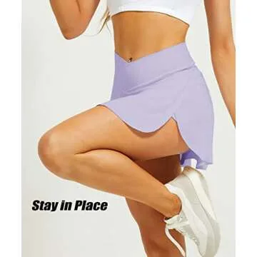 Navneet High Waisted Women's Skirt, Purple, Mini, Athletic, Pleated, Tennis, Golf, with Pockets, Size S