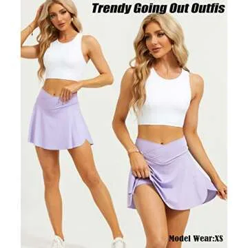 Navneet High Waisted Women's Skirt, Purple, Mini, Athletic, Pleated, Tennis, Golf, with Pockets, Size S