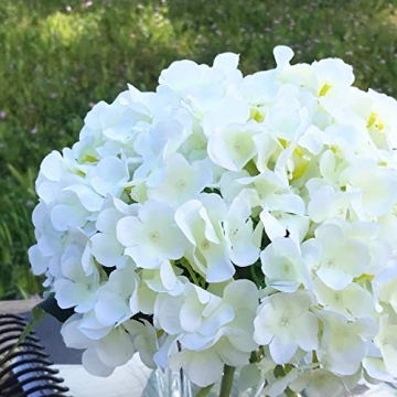 Lifelike Silk Hydrangea Arrangement in Glass Vase