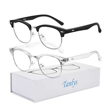 Tanlys Blue Light Blocking Glasses for Eye Strain Relief (2 Pack)
