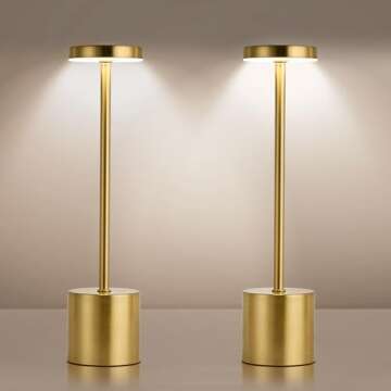 MASUPER Cordless Table Lamps, Rechargeable Lamps, Touch Control, 3 Color Temperature, Stepless Dimmable, LED Portable Wireless Lamp, Battery Operated Lamp (Gold-1)