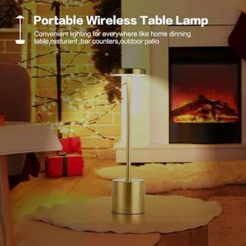 MASUPER Cordless Table Lamps, Rechargeable Lamps, Touch Control, 3 Color Temperature, Stepless Dimmable, LED Portable Wireless Lamp, Battery Operated Lamp (Gold-1)