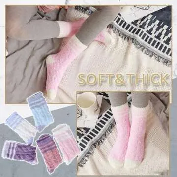 EBMORE Womens Fuzzy Socks Slipper Soft Cabin Plush Warm Fluffy Winter Christmas Sleep Stocking Stuffers Cozy Adult Socks?Stripe Weave C?