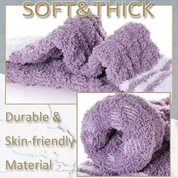 EBMORE Womens Fuzzy Socks Slipper Soft Cabin Plush Warm Fluffy Winter Christmas Sleep Stocking Stuffers Cozy Adult Socks?Stripe Weave C?