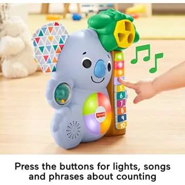 Fisher-Price Baby Learning Toy Linkimals Counting Koala with Interactive Lights & Music for Infants Ages 9+ Months. Compatible Only with Linkimals Items