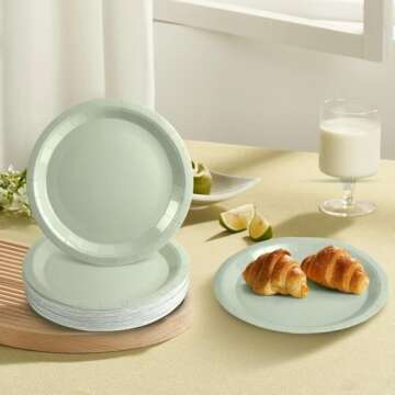 Sage Paper Plates Sage Green Paper Plates and Napkins Party Supplies Sage Green Disposable Plates for Bridal Shower,Baby Shower, Birthday,Serves 50 …