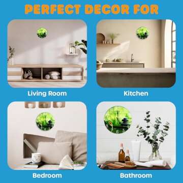 Sea Creations Glass Wall Clock - Coastal, Nautical, and Beach Themed | Decorative and Aesthetic Timepiece | Ideal Home Decor for Living Room, Bedroom, or Beach House | 13 x 13 Inches | Zen Bamboo