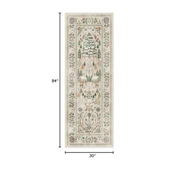 RUGGABLE Washable 2x7 Runner Rug, Neutral, Premium Rugs for Hallway, Kitchen, Entryway, Living Room, Bedroom, Office with Gripper Non Slip Pad, Christmas