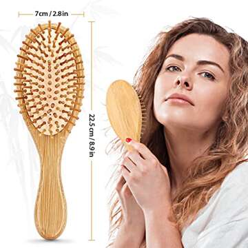 Pack of 2 Hair Brush with Natural Boar Bristles, Massages Scalp Anti-Static Hair Detangle for All Types, Lightweigh (Oval)