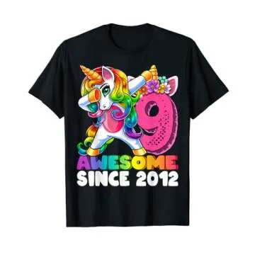 Awesome Since 2012 Dabbing Unicorn 9th Birthday Gift Girls T-Shirt
