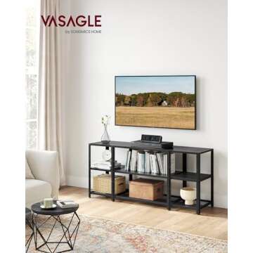 VASAGLE TV Stand for 65 Inches TVs, Industrial Entertainment Center, Modern TV Console with Open Sto...