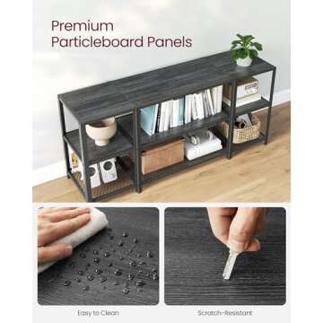 VASAGLE TV Stand for 65 Inches TVs, Industrial Entertainment Center, Modern TV Console with Open Storage Shelves for Living Room, Bedroom, Black ULTV105B22