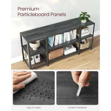 VASAGLE TV Stand for 65 Inches TVs, Industrial Entertainment Center, Modern TV Console with Open Storage Shelves for Living Room, Bedroom, Black ULTV105B22