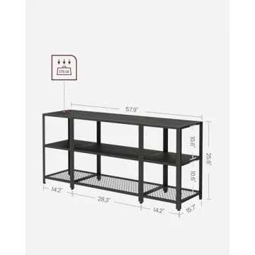 VASAGLE TV Stand for 65 Inches TVs, Industrial Entertainment Center, Modern TV Console with Open Storage Shelves for Living Room, Bedroom, Black ULTV105B22