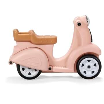 Step2 Ride Along Scooter Kids Push Car, Foot Powered Ride On Toy, Practice Balance with 4 Wheels, Made of Durable Plastic, Max Weight 40 lbs., For Toddlers 1.5-4 Years Old, Rose Pink