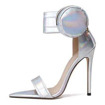 Zamikoo Women's Heeled Sandals, Ankle Strap Open Toe Heels, Pointy Toe Stiletto High Heels with Side...