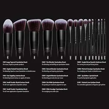 SHANY Makeup Brushes - Black Bombshell - 14-Piece Brush Set – Foundation Powder Concealers Eye Shadows Makeup brushes - Complete Kabuki Makeup Brush Set in Black - 14 PCS