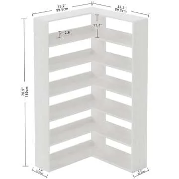 IRONCK Bookshelves 6 Tiers with Baffles Industrial Large Corner Etagere Bookcase Storage Display Rack for Living Room Home Office