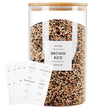 Upgrade Your Kitchen with HHMJSM 1 Gallon Glass Food Storage Containers with Bamboo Lid - Elegant an...