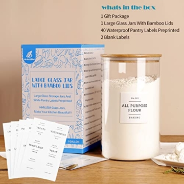 HHMJSM 1 Gallon Glass Storage Containers with Bamboo Lid