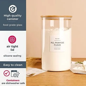HHMJSM 1 Gallon Glass Storage Containers with Bamboo Lid