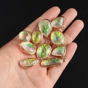 LE SKY 30 Pcs Artificial Opalite Pendants Multiple Shapes Synthetic Resin Flash Opal for Jewelry Making Necklace
