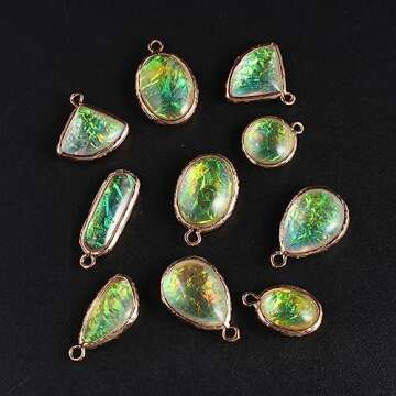LE SKY 30 Pcs Artificial Opalite Pendants Multiple Shapes Synthetic Resin Flash Opal for Jewelry Making Necklace