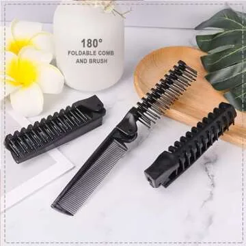 Foldable Combs in Bulk Individually Wrapped, Travel Pocket Hair Comb, Folding Hair Brush Double Headed, Brush Comb Styling Tool for Men Women Combs, Black (One Size, 20, Count)