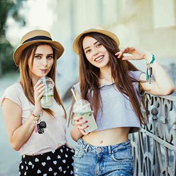 Pemilosci Keychain Bracelet Wristlet Stylish Acrylic Key Ring for Women House Car Keys Keychain Wristlet with Leather Tassel Bag Charm Pendant Keychain (Colorful)…