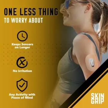 Skin Grip MAX Adhesive Patches for Dexcom G6 CGM – Pre-Cut, Non-Fraying, Extreme Adhesive Medical Tape – Continuous Glucose Monitor Sensor Cover, Waterproof & Sweatproof for 10-14 Days – 10 Pack, Tan