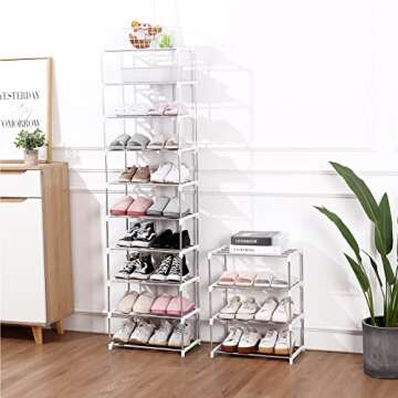 Jucaifu Stackable Small Shoe Rack for Entryway and Closet Organization, 4-Tier