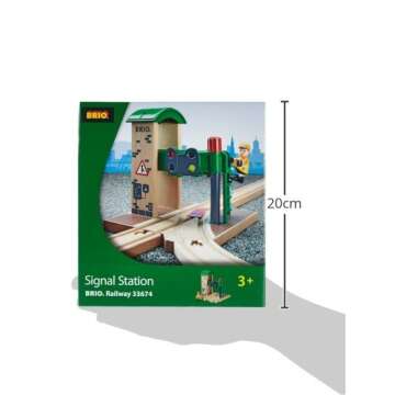 Brio World 33674 - Signal Station | 2-Piece Interactive Wooden Toy Train Accessory | Ideal for Kids Ages 3 and Up | FSC-Certified Wood