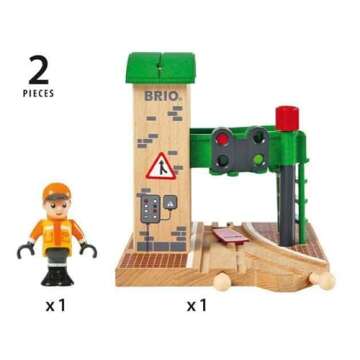 Brio World 33674 - Signal Station | 2-Piece Interactive Wooden Toy Train Accessory | Ideal for Kids Ages 3 and Up | FSC-Certified Wood