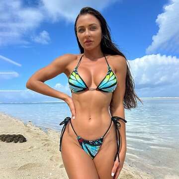 Sexy Butterfly Bikinis for Women 2 Piece Bikini Spaghetti Strap Swimsuits Colorful Bikini (Green M)