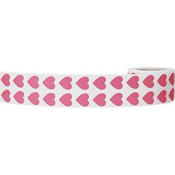 Pink Heart Semi-Gloss Stickers in 1/2" Inch, 1000 Adhesive Labels on a roll, Arts and Crafts, Envelope Seals, Valentines Day Gift Tags for Gift Giving